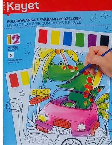 KOLOROWANKA Z FARBAMI I PĘDZĘLKIEM KAYET 3+