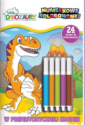 LUBIĘ DINOZAURY. NUMERKOWE KOLOROWANKI. W PREHISTO