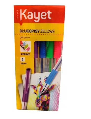 DŁUGOPISY ŻELOWE NEONOWE 6 SZT. KAYET