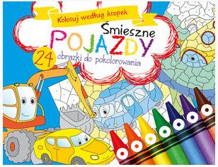 ŚMIESZNE POJAZDY. KOLORUJ WEDŁUG KROPEK