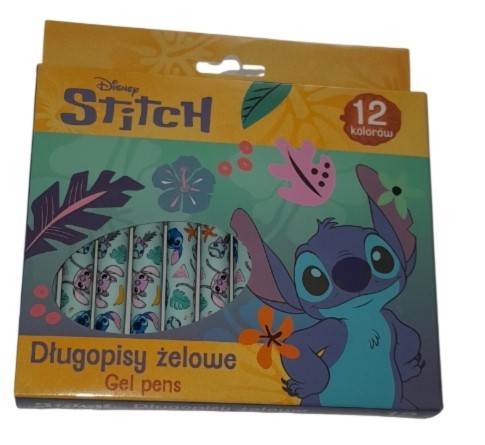 DŁUGOPISY ŻELOWE STITCH – 12 KOLORÓW NA PREZENT DL