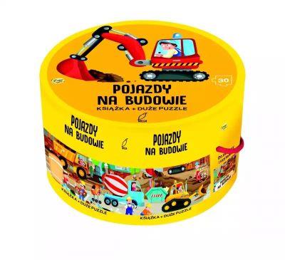 NA OKRĄGŁO. POJAZDY NA BUDOWIE. DUŻE PUZZLE + KSIĄ