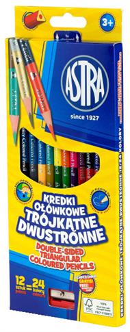 ASTRA KREDKI OŁÓWKOWE TRÓJKĄTNE DWUSTRONNE 24 KOL.