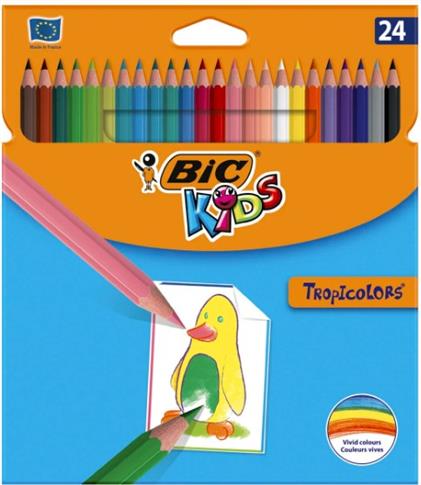 BIC KREDKI KIDS TROPICOLORS 24 SZT.
