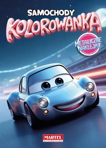 KOLOROWANKA SAMOCHODY Z NAKLEJKAMI METALICZNYMI