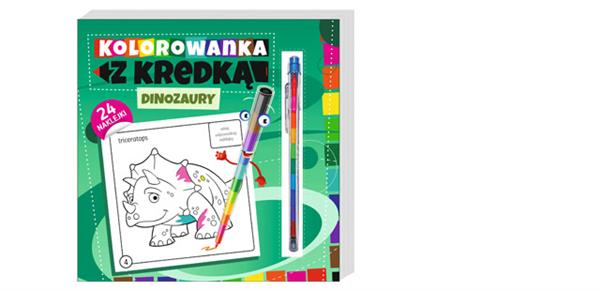 KOLOROWANKA Z KREDKĄ. DINOZAURY
