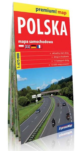 PREMIUM! MAP. POLSKA. MAPA SAMOCHODOWA, 1:675 000
