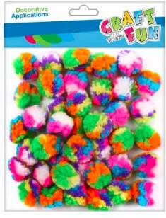 CRAFT WITH FUN POMPONY WEŁNIANE NEON 40 SZT.