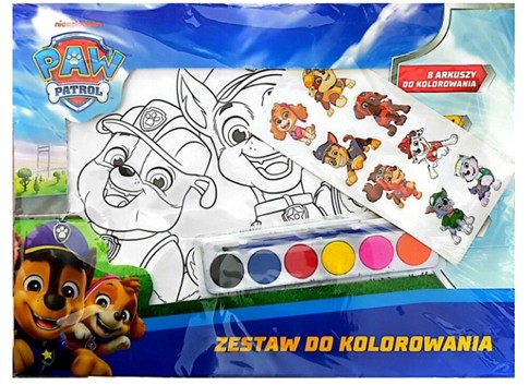 PAW PATROL ZESTAW DO KOLOROWANIA FARBKI GRATIS