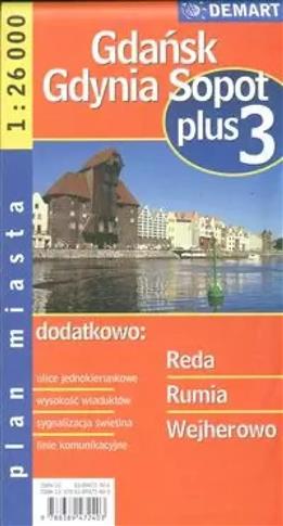Gdańsk, Gdynia, Sopot  plus 3 - plan miasta Demart