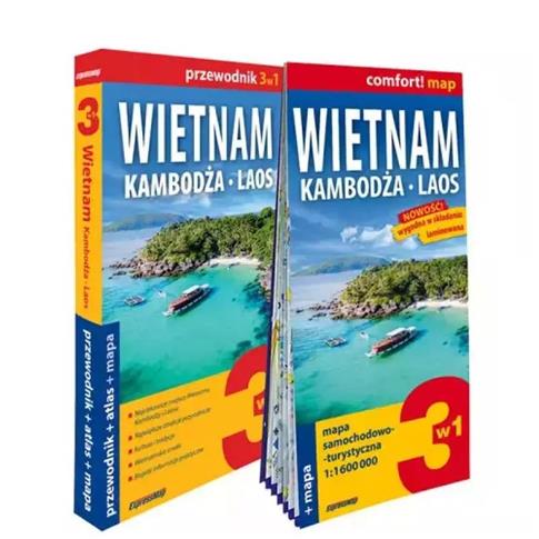 Wietnam Kambodża Laos 3w1 przewodnik + atlas + map